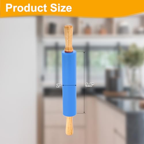 uxcell 9.6 Inch Silicone Rolling Pin Small Dough Roller Blue - color: Blue, size: 9.6 Inch