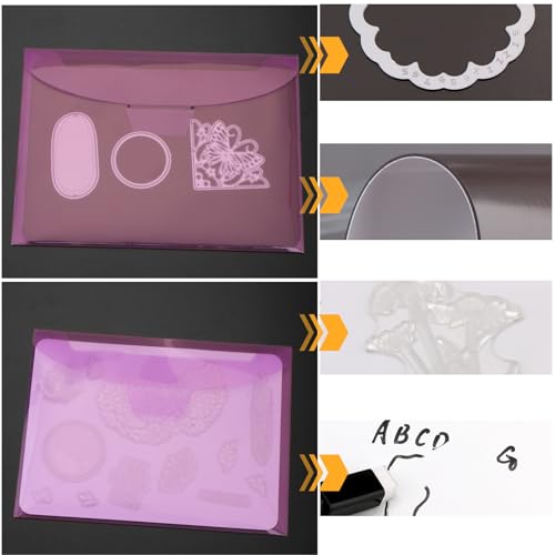 UNIMEIX 40 Pcs Magnetic Sheets for Die Storage Stamp and Die Storage Pockets Die Cut Storage for Card Making (20 Pcs Sheets+ 20 Pcs Bags,0.8 mm Thickness (Purple) - color: Purple