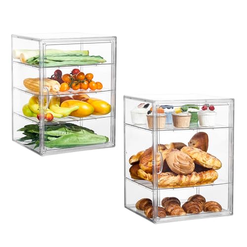 Bread Box for Kitchen Countertop, 4 Layers Pastry Display Case, 1 Pack - size: 4tier 1pcs
