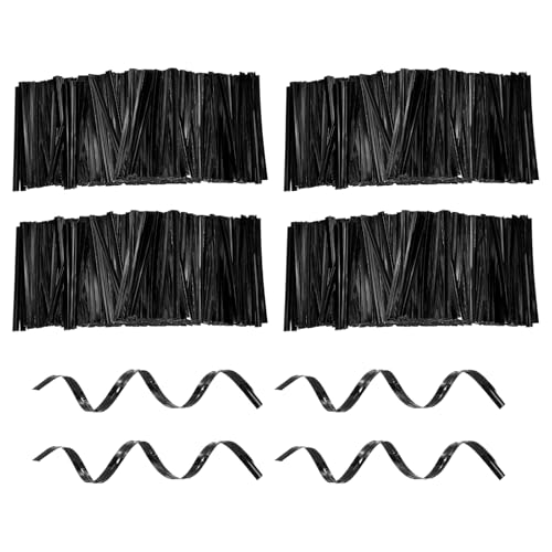 HARFINGTON 1600Pcs Bag Twist Ties 2.4" Reusable Metallic Wire Cable Ties - color: Black