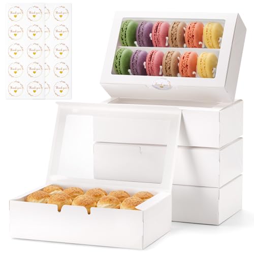 Macaron Boxes with Window, Pack of 10, 7.3x4.6x2in, Each Holds 12pcs