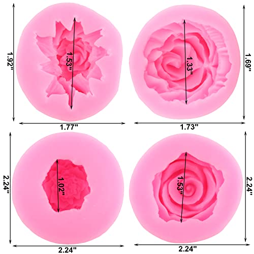 ZiXiang Flower Silicone Mold Rose Flower Silicone Fondant Molds Set Of 4 - color: Style C