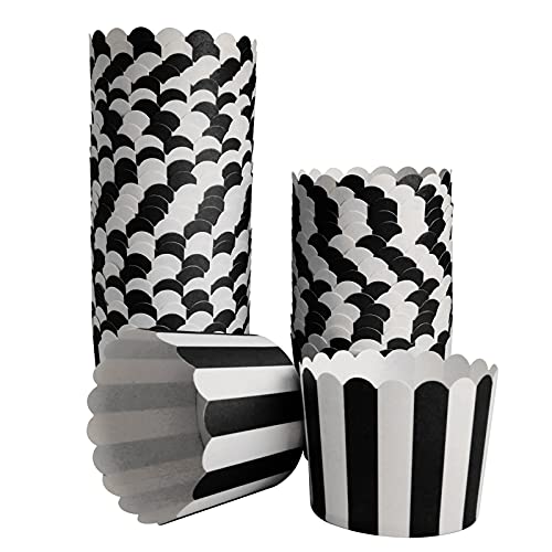 50 Pack Muffin Liners Baking Paper Cups Black and White - style: Black and White 50 pcs