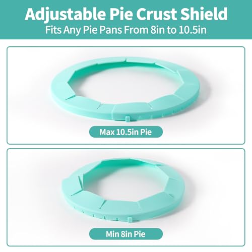Heavy Duty Silicone Pie Crust Shield Edge Protector Fit 8-10.5 Inch Pie Pan - color: Cyan