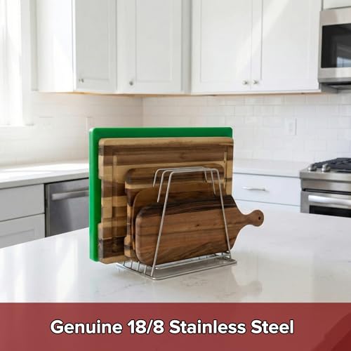 Professional Kitchen Cutting Board Organizer, 1" Slot Stainless Steel Rack - size: 5 Slot, style: 1" Width