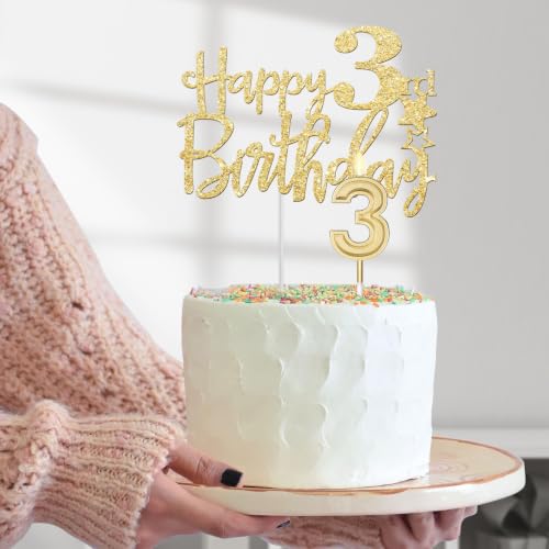 YeohJoy Gold 3rd Birthday Decorations for Girls - style: 3rd