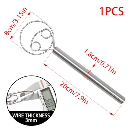 11" Danish Dough Whisk, 304 Stainless Steel Hook and Handle - color: 2 Holes stainless steel handle