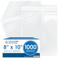 8x10 Self-Sealing Cellophane Bags (1000 Count) Clear Resealable Cello Bags - size: 8" X 10"