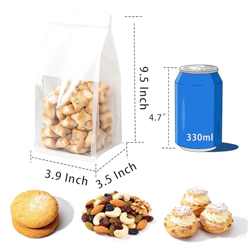 50Pcs Mini Size White Paper Bakery Bags with window 9.5x3.9x3.5 Inch - color: White, size: X-Small