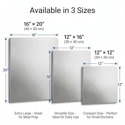 2026 NEW Stainless Steel Cutting Board With Lip, Non-Slip Dishwasher Safe, 304 Food Grade Stainless Steel Countertop Cutting Board for Kitchen Food Prep Meat Vegetables Baking (12"x16"(30 * 40cm)) - color: 12"x16"(30*40cm)