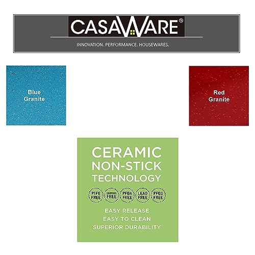casaWare 3pc Multi-Size Cookie Sheet/Jelly Roll Pan Set (Red Granite)