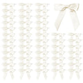50 Pcs Satin Bows with Twist Ties, 2.5 Inch Gift Wrapping Bows, Ivory - color: Ivory