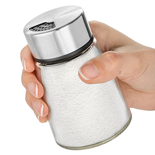 Salt Shaker or Pepper Shaker with Adjustable Pour Holes - Stainless Steel Spice Dispenser - Perfect for Pink Himalayan, Table Salt, Black and White Pepper - size: 4'' x 2.5''