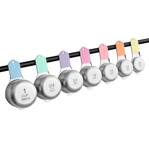 Spring Chef Magnetic Stainless Steel Measuring Cups Set of 7, Pastel - color: Pastel