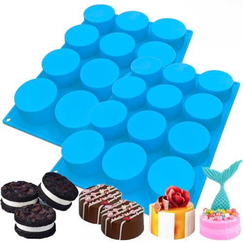 Chocolate Cookie Silicone Mold, 2 Pcs 12 Holes Round Molds, Cylinder Silicone Mold for Cookie, Dessert, Jelly, Pudding, Candy, Cake, Biscuit