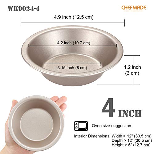 CHEFMADE Mini Pie Pan Set, 5-Inch 4Pcs Non-Stick Round Bread and Cake Bakeware for Oven and Instant Pot Baking (Champagne Gold) - size: 02 - 5" Cone 4Pcs