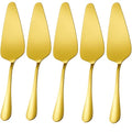 Cake Pie Server, 5 Pack Stainless Steel Pie Pizza Pastry Cake Slicer Server Set, Cake Cutter with Serrated Edges, Pie Cutters for Kitchen, Restaurants, Wedding, Birthdays and Parties(Gold) - style: B-Gold 5 Sets