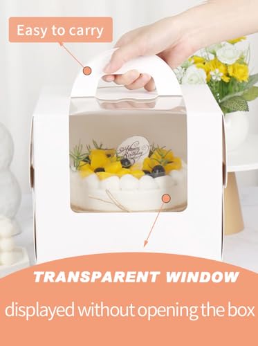 6x6x6 Cake Boxes with Handle & Boards, 24 Pack White for Cupcakes
