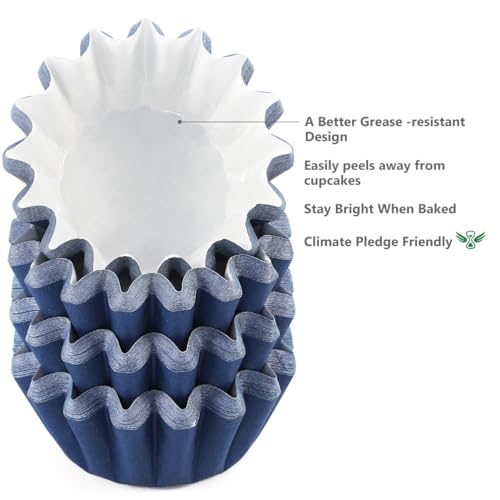 Caperci Heavy Duty Navy Mini Cupcake Liners Small Muffin Baking Cups 200pcs - color: Navy Blue