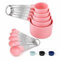 Measuring Cups and Spoons Set, 10-Piece with Stainless Steel Handles, Pink - color: Pink 10 Pcs
