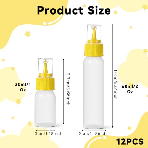 12pcs Small Squeeze Bottles for Sauces 30ml/60ml Plastic Icing Bottles