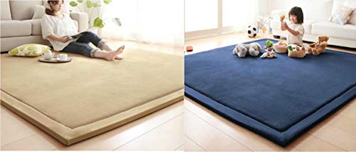 V-mix Children's Play Mat - Handmade Weaving Plush Foam Rug for Baby, Toddler & Children's Play Blanket, Yoga & Exercise Mat - Cushy, Soft & Thick Hypoallergenic, Non-Toxic, Reversible - color: Yellow, size: 4'11" x 6'7" (Rectangular)