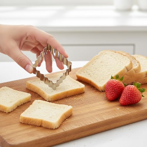 Qianyu 6 Pcs Scalloped Cookie Cutter Set Square Rectangle Biscuit Molds