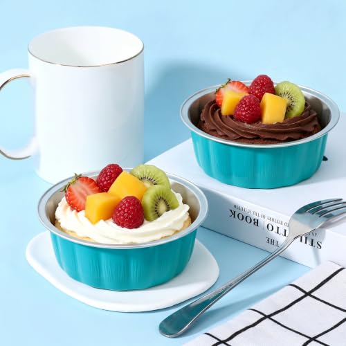 Beasea 8oz Disposable Ramekins, 100 Pack Blue Green Baking Cups Only - color: Blue Green