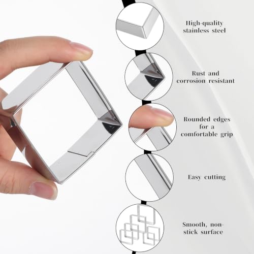 6PCS Square Cookie Cutter Set, Stainless Steel Square Cutter Cookie Cutters for Baking, Cookies, Biscuits 6 Sizes (1.5, 2, 2.5, 3, 3.5, 4 Inch)