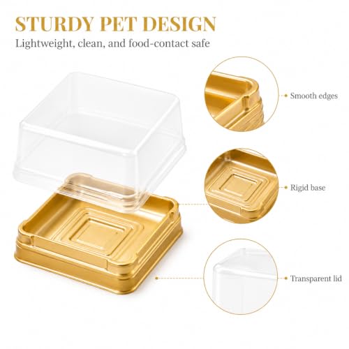 DOITOOL 100 Pcs Mini Cake Containers 2.24 Inch Mooncake Packaging Boxes - color: Golden(S)