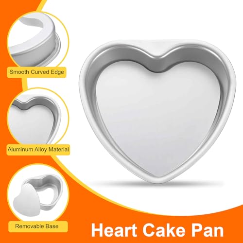 HARFINGTON 2Pcs Heart Shaped Cake Pan with Removable Loose Bottom 5" Cheesecake Aluminum Nonstick Layers Baking Pan for Wedding Birthdays Party Event - size: 5"