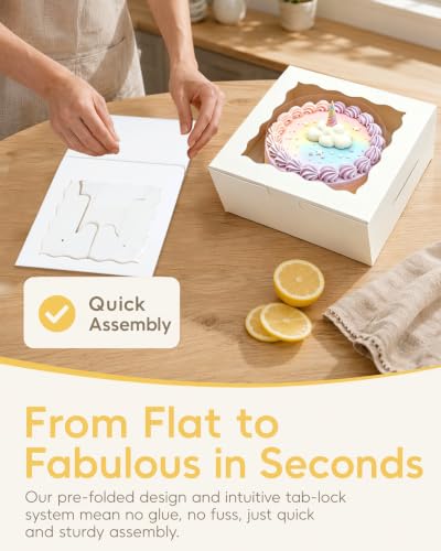Bakepacker 6"x6"x5" Cake Boxes with Window 36 Sets White - color: White, size: 36Sets,6"x6"x5"