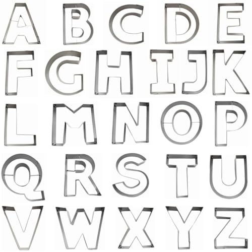 Capital Letter Alphabet Shaped Cookie Cutters Set Stainless Steel 26Pcs 3in - size: 3-Inch