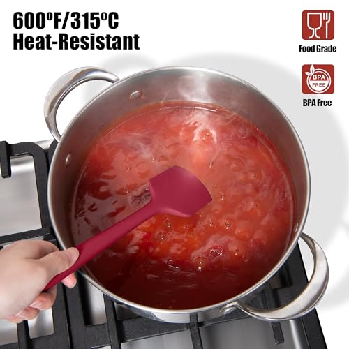 Doosu 600°F Heat Resistant Silicone Large Spatula, 11.4in, Red - color: Red, size: 11.4in (Flat Spatula)