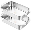 2 Pack 9 x 13 Inch Baking Pan with Handle Stainless Steel 3 Inch Deep Rectangular Cake Pan for Casseroles, Brownies & Roasting, Rectangle Baking Bakeware for Bakings Roasting Toaster Oven