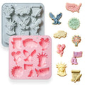 2 Pack Independence Day Silicone Molds, 9-Cavity 4th of July Theme Chocolate Molds Shape Tray for Jello, Mini Cakes, DIY Desserts, Candy, Ice, Pudding, Baking Resin Craft Decor