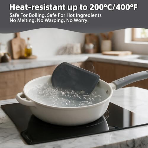 Silicone Dough Scraper with Metal Core Flexible Bowl Scraper Bread Baking - color: Dark Gray