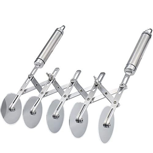 Juome 5 Wheel Pastry Cutter Stainless Pizza Slicer Multi-Round Dough Cutter - color: 5 wheel Pastry Cutter