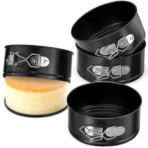 ZeroPone 4 Pack Mini Springform Pan Set for Mini Cheesecake Pizza - size: 4 Inch - 4 Pack