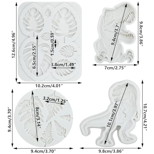Dinosaur Silicone Molds Tropical Leaf Fondant Mold Set of 4 - color: Style L