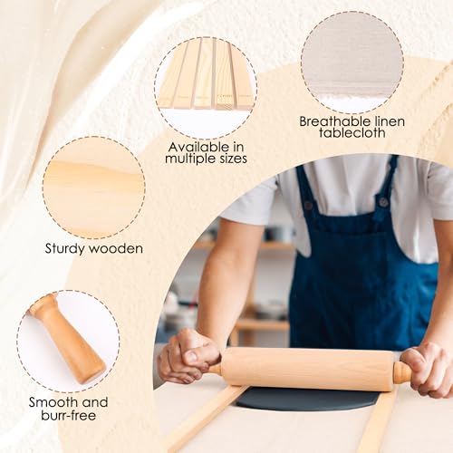 12P Pottery Tools-Slab Roller for Clay Pottery Ceramic Rolling Pin Guides
