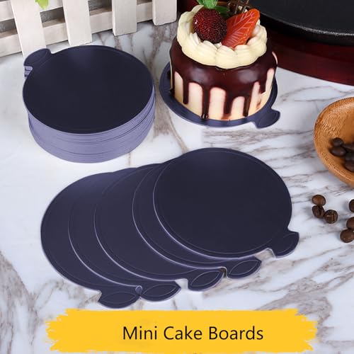 YYaaloa 3.15 Inch Mini Cake Boards Round 100pcs Black Mini Dessert Plates Mousse Cupcake Trays Base Paper Plates Circle Dessert Board - color: Black 3.15inch 100pcs