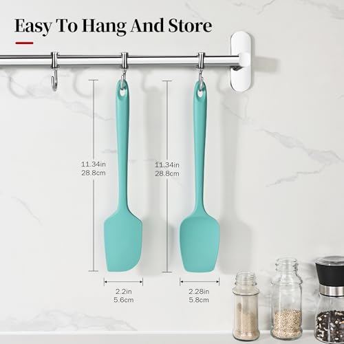 600ºF Heat Resistant Silicone Spatula Spoonula Set of 2, Aqua Sky - color: Aqua Sky, size: Large/Spoon Spatula - 2pcs
