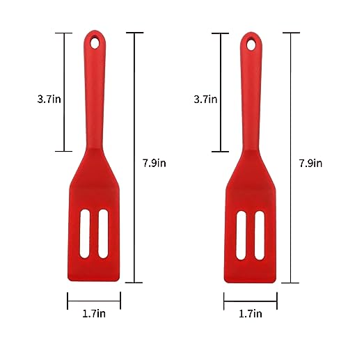 Small Spatula, 2 PCS Mini Tiny Flexible Silicone Kitchen Turner Spatulas Set for Nonstick Cookware