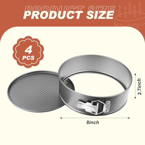 4 Pcs 8 Inch Nonstick Springform Cheesecake Pan with Removable Bottom Gray - color: Gray, size: 8 Inch