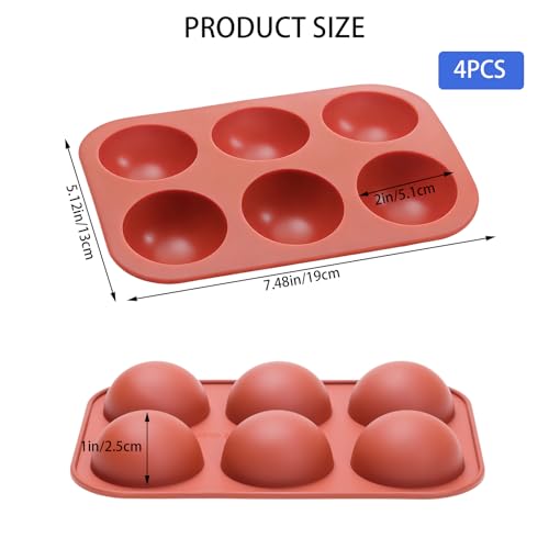 4 Pack Medium Semi-Sphere Silicone Molds