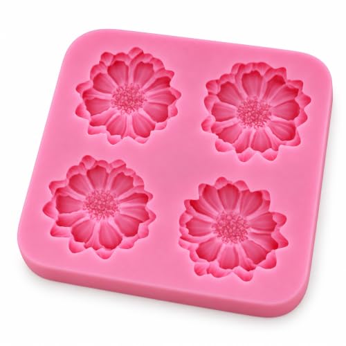 4-Piece 3D Daisy and Rose Silicone Fondant Mold Set - style: 4flowers molds