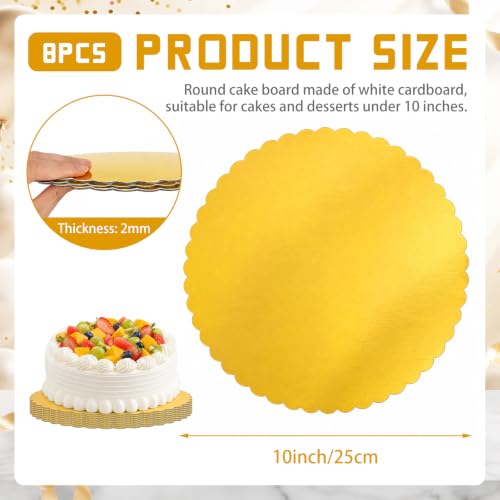 8 Pack 10 Inch Round Cake Boards,Gold Wave Cake Circles Base Stand - color: Gold, size: 10Inch, style: Wavy Edge