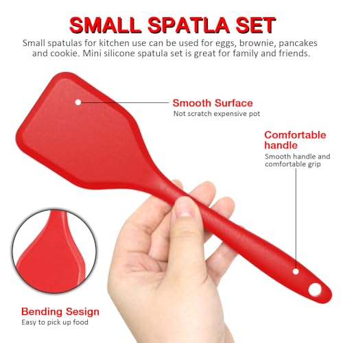 Small Silicone Serving Spatula Set of 4 for Egg, Steak(Black, Red) - color: Black, Red