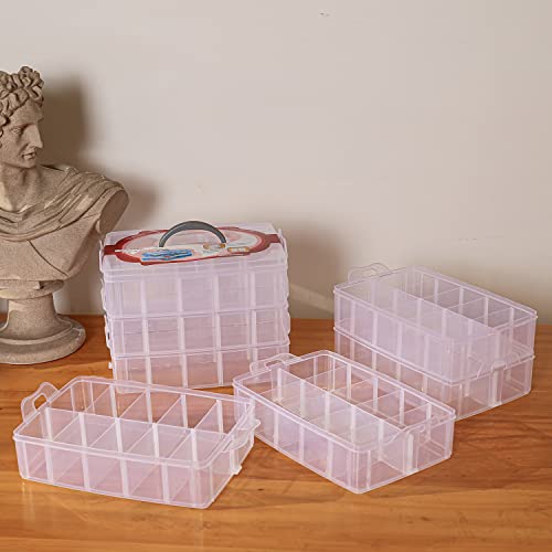Sooyee 7 Layers Stackable Storage Container, 70 Adjustable Compartments Stackable Storage Container for Kids Toys, Art Crafts, Jewelry, Supplies, Mini Case & Letter Sticker Included,Clear (Pack of 2) - color: Clear, size: 7 Tier (Pack of 2)